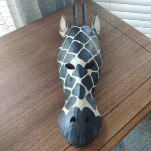 Wooden Hand Carved African Style Giraffe Large Vintage Mask 20"